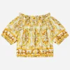 Poplin blouse with yellow majolica print
