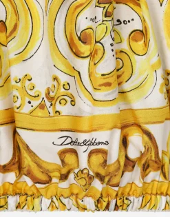 Poplin blouse with yellow majolica print