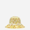 Poplin bucket hat with yellow majolica print