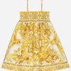 Poplin dress with yellow majolica print