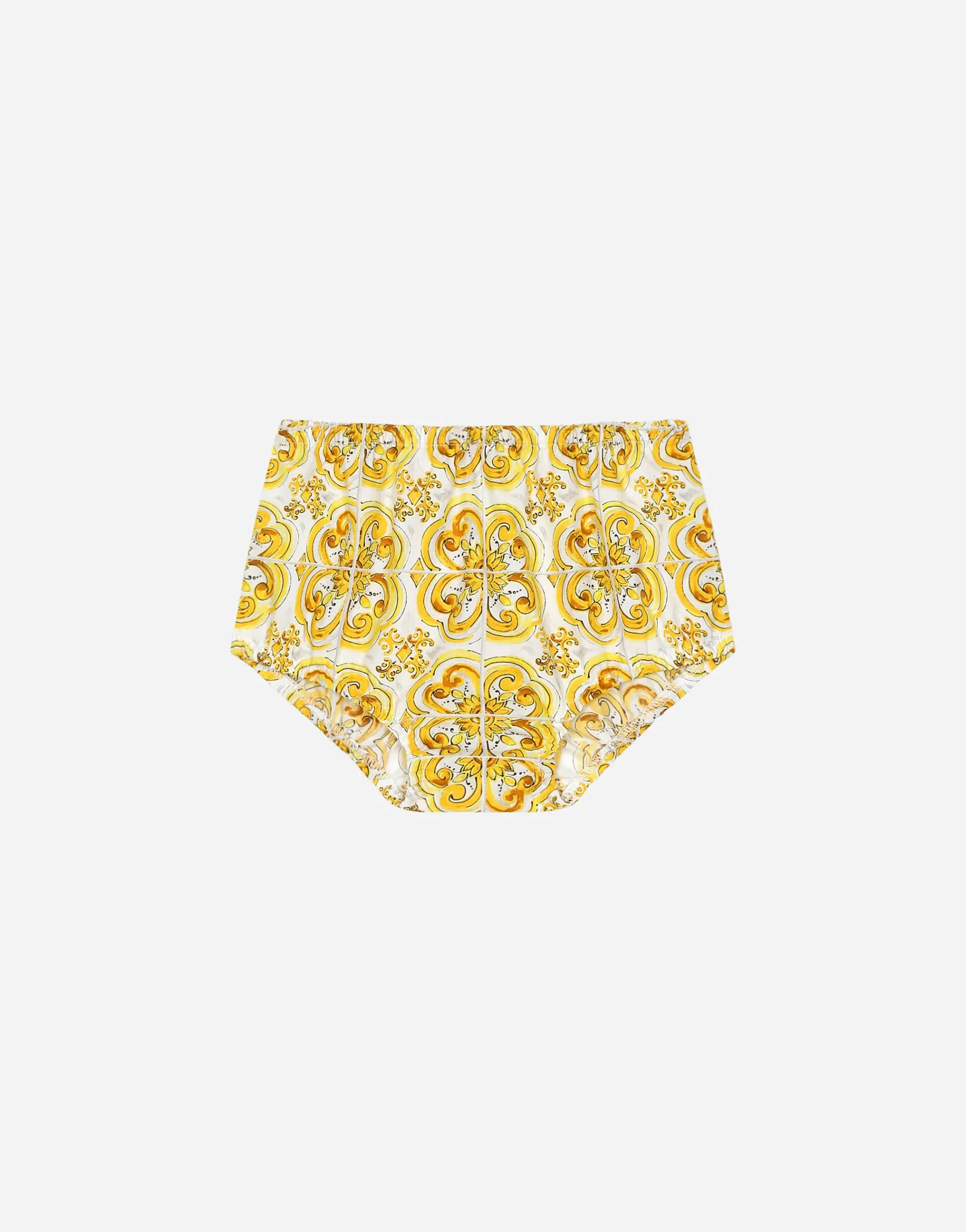 Poplin dress with yellow majolica print