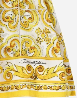 Poplin dress with yellow majolica print