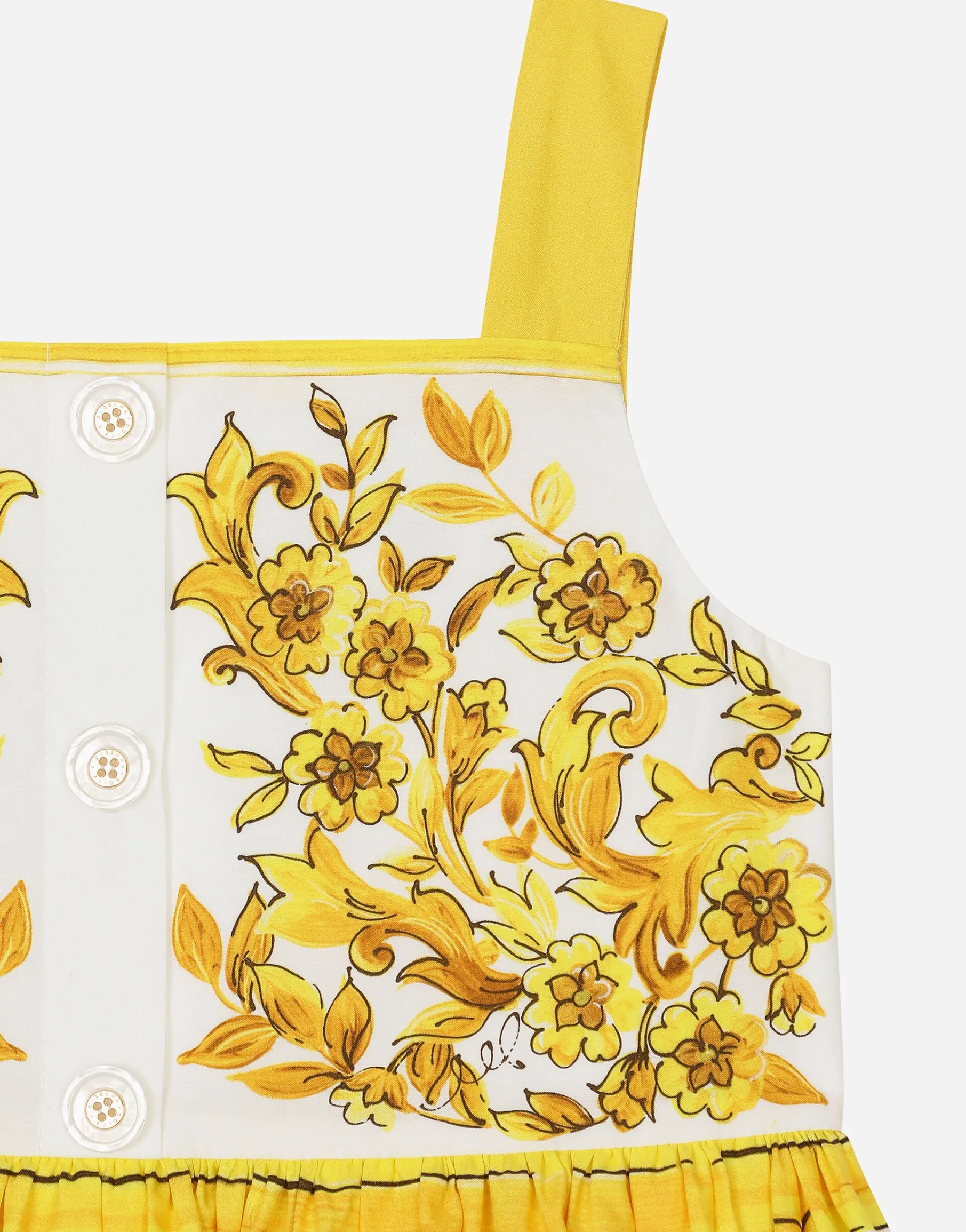 Poplin dress with yellow majolica print