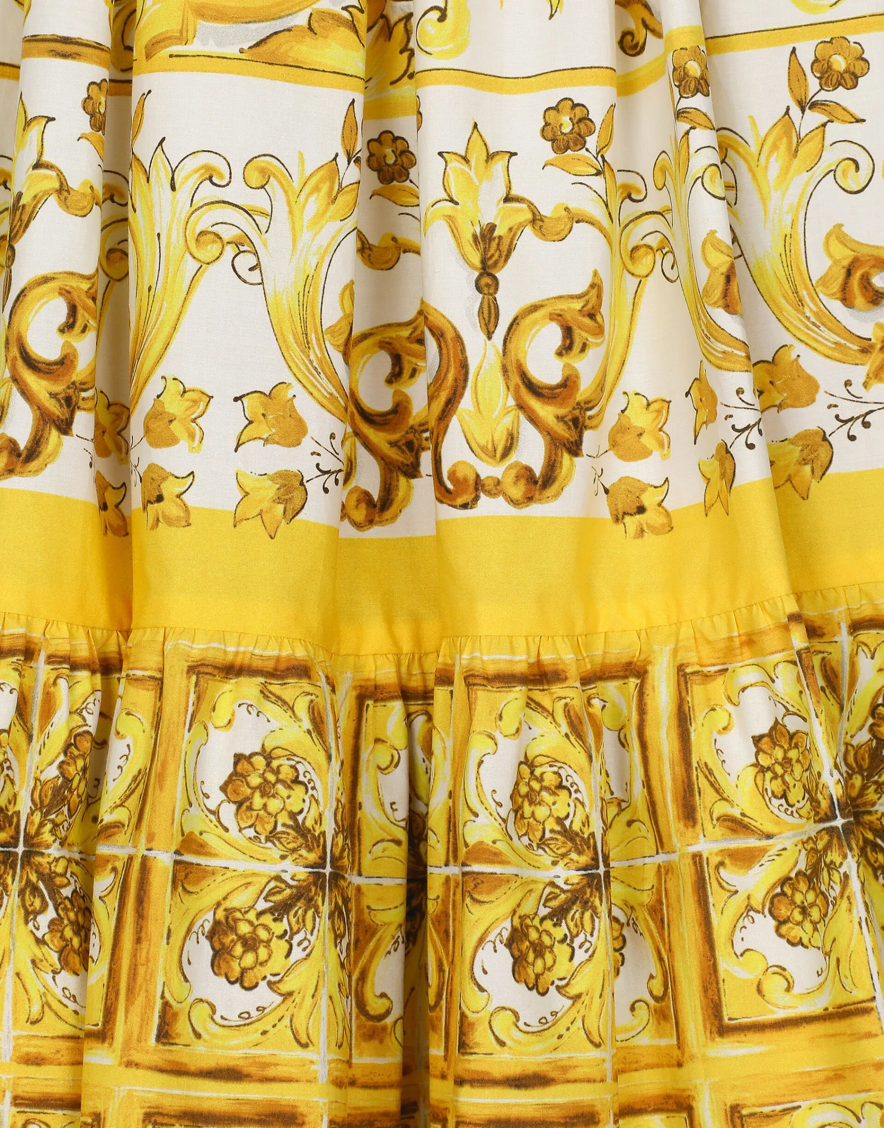 Poplin dress with yellow majolica print