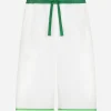 Poplin jogging shorts with majolica print