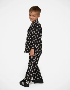 Poplin pajama trousers with DG logo print