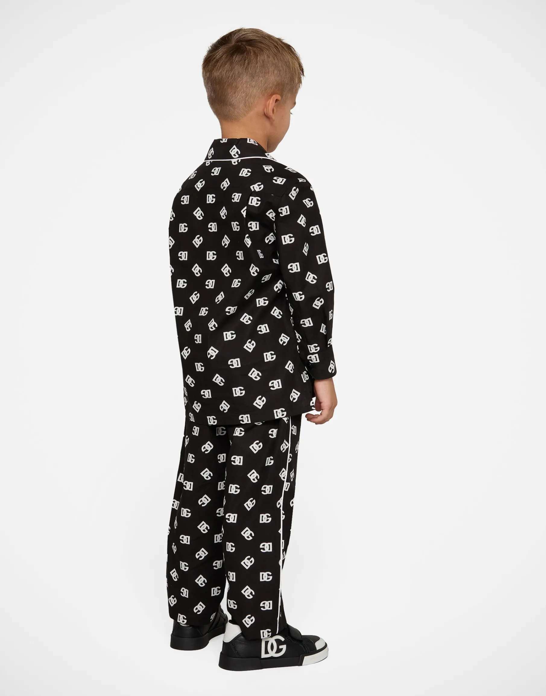 Poplin pajama trousers with DG logo print
