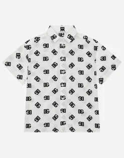 Poplin shirt with DG logo print