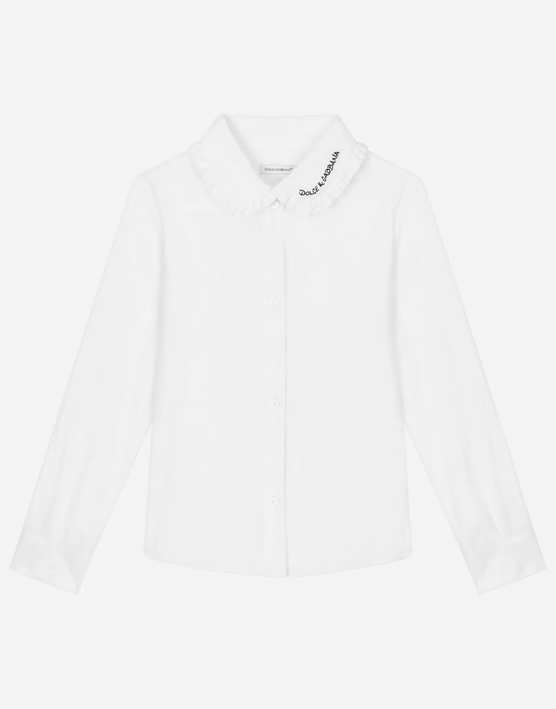Poplin shirt with embroidered collar