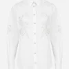 Poplin shirt with lace openwork