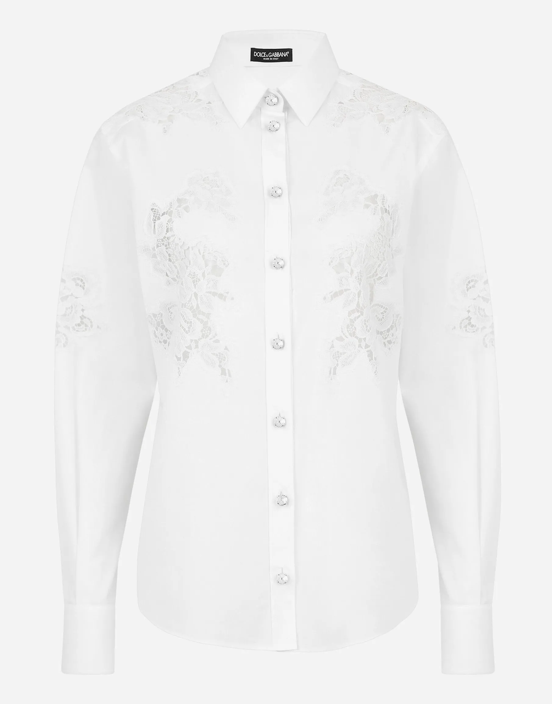 Poplin shirt with lace openwork