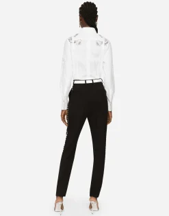 Poplin shirt with lace openwork