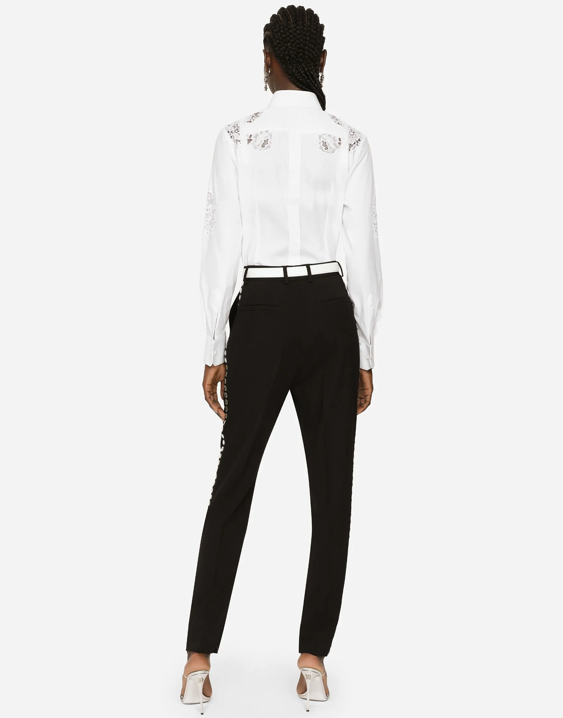 Poplin shirt with lace openwork