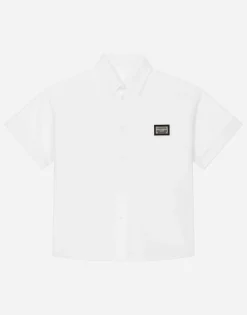 Poplin shirt with logo tag
