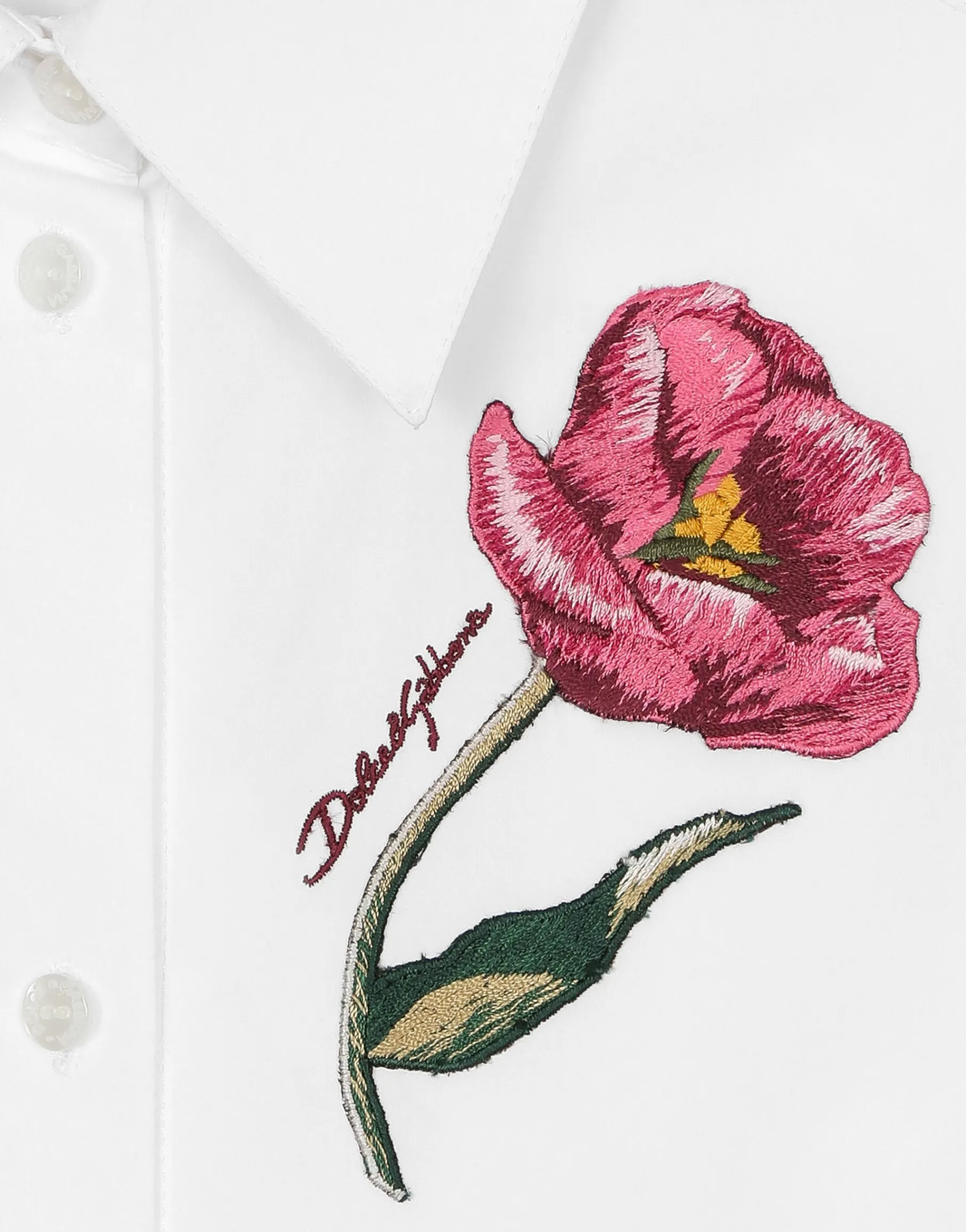 Poplin shirt with tulip detail and Dolce&Gabbana logo