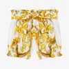 Poplin shorts with yellow majolica print