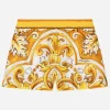 Poplin shorts with yellow majolica print
