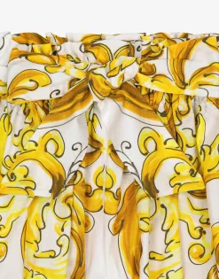 Poplin shorts with yellow majolica print