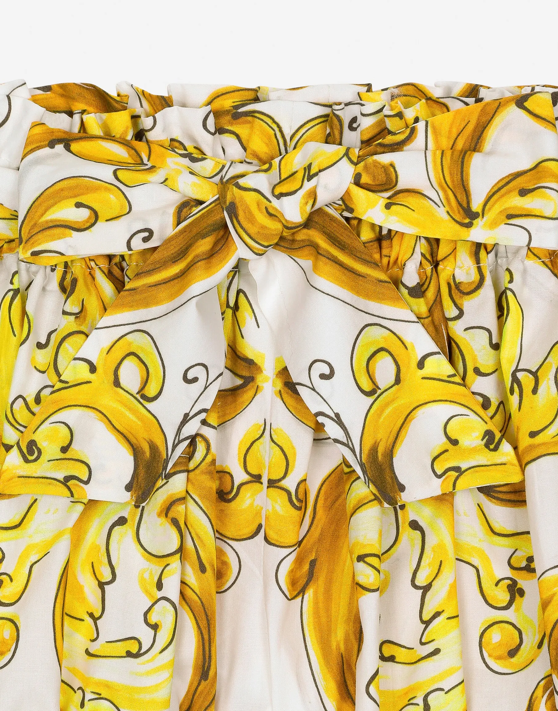 Poplin shorts with yellow majolica print