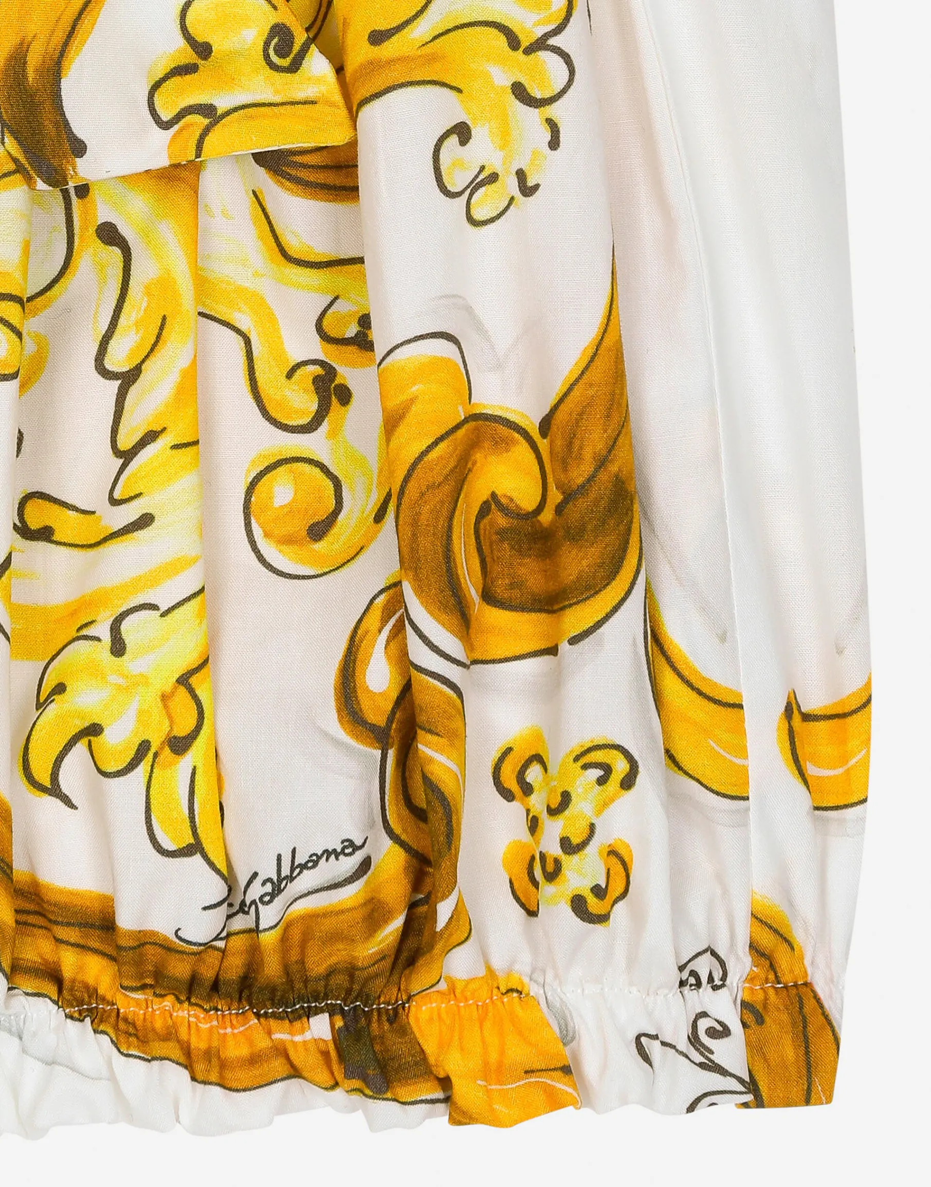 Poplin shorts with yellow majolica print