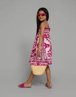 Poplin sundress with majolica print