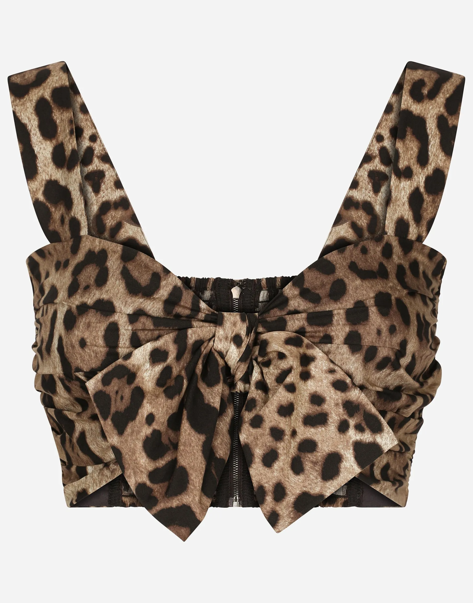 Poplin top with leopard print