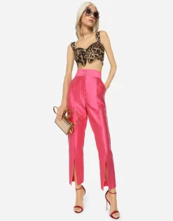 Poplin top with leopard print