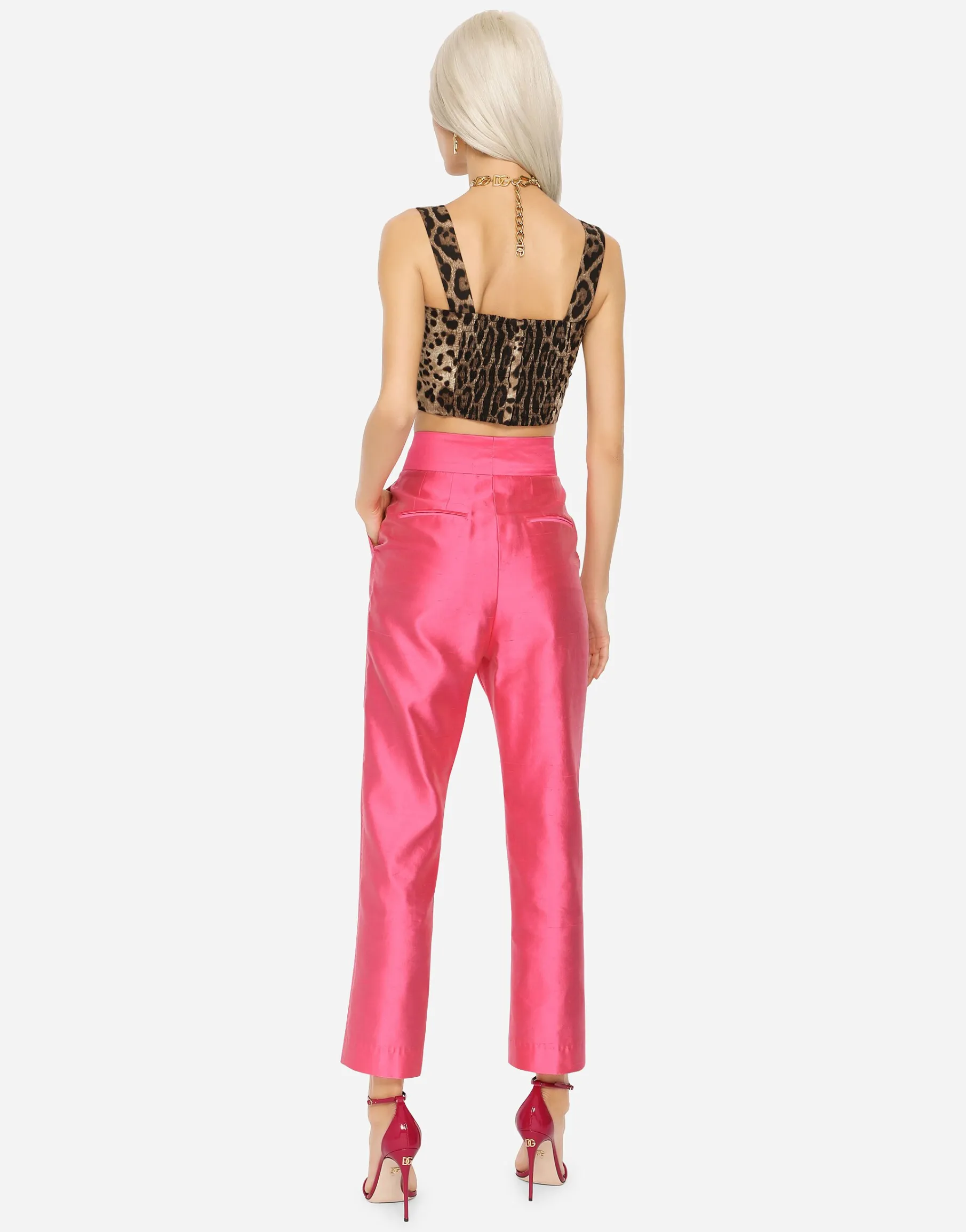 Poplin top with leopard print