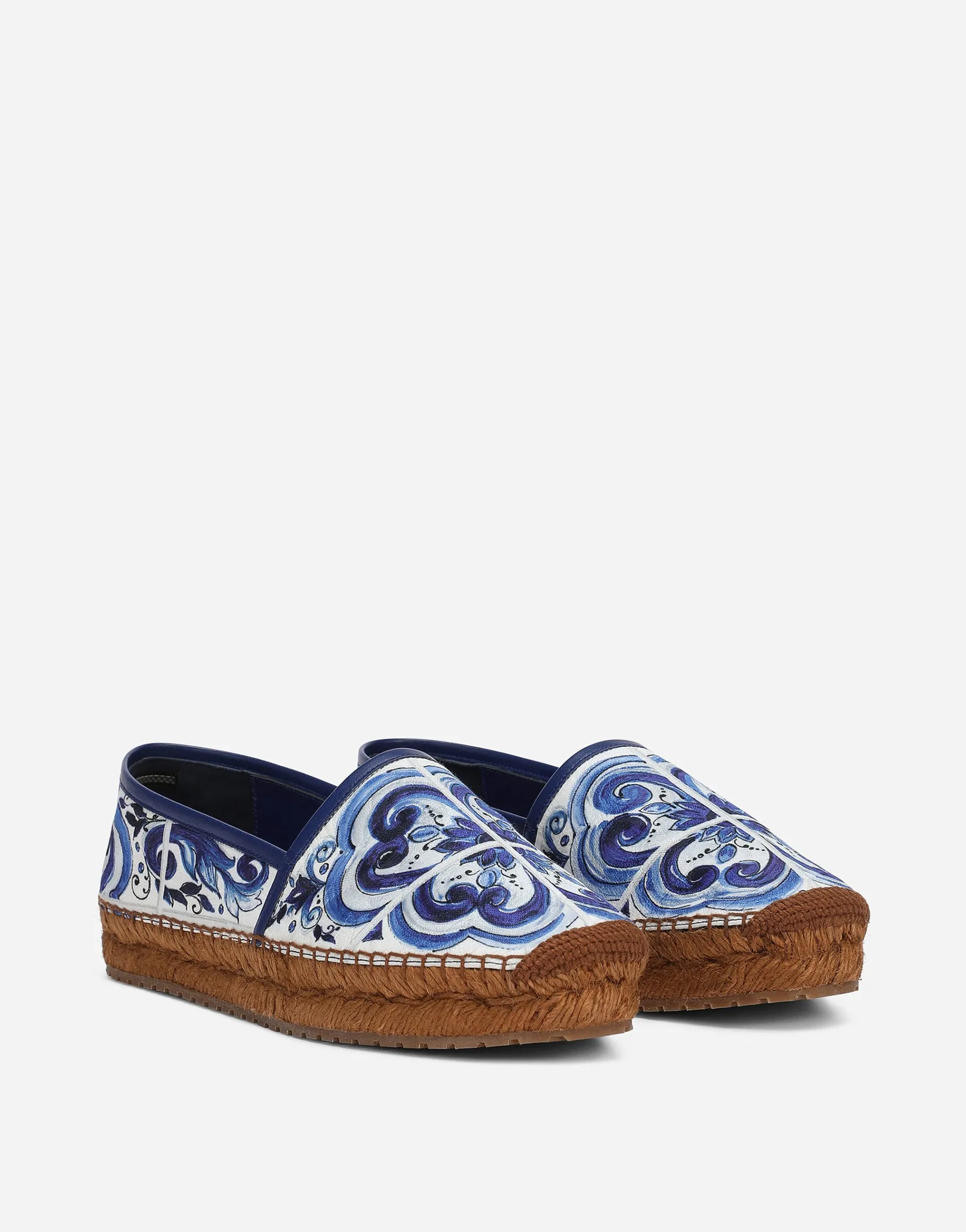 Printed brocade fabric espadrilles