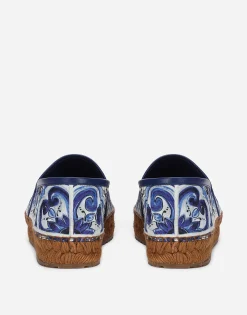Printed brocade fabric espadrilles
