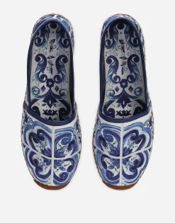 Printed brocade fabric espadrilles