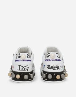 Printed calfskin Portofino sneakers with patch
