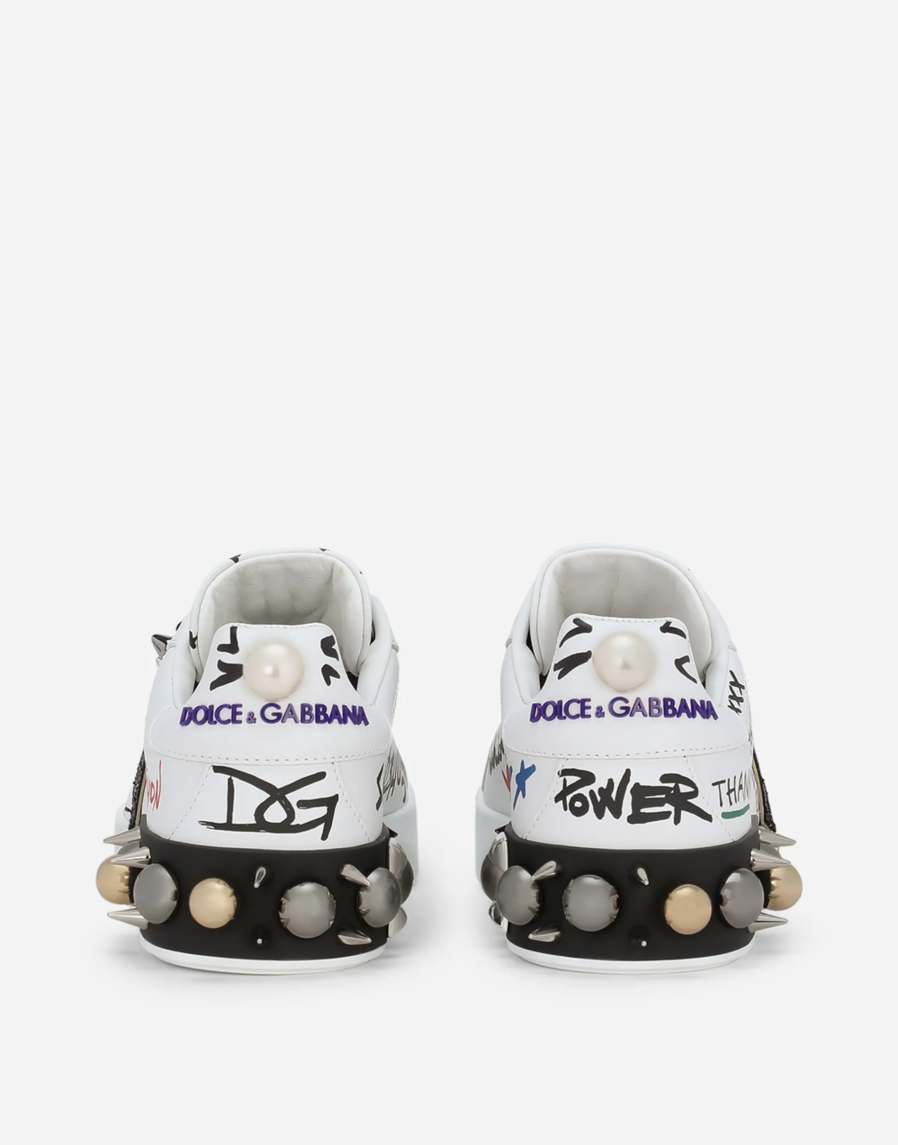 Printed calfskin Portofino sneakers with patch