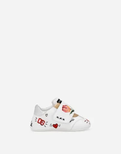 Printed lambskin low-top sneakers
