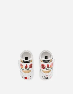 Printed lambskin low-top sneakers