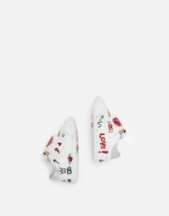 Printed lambskin low-top sneakers