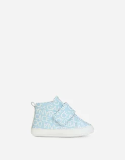 Printed nappa leather mid-top sneakers