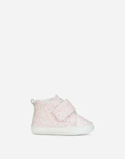 Printed nappa leather mid-top sneakers
