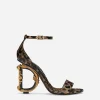 Printed polished calfskin Baroque DG sandals