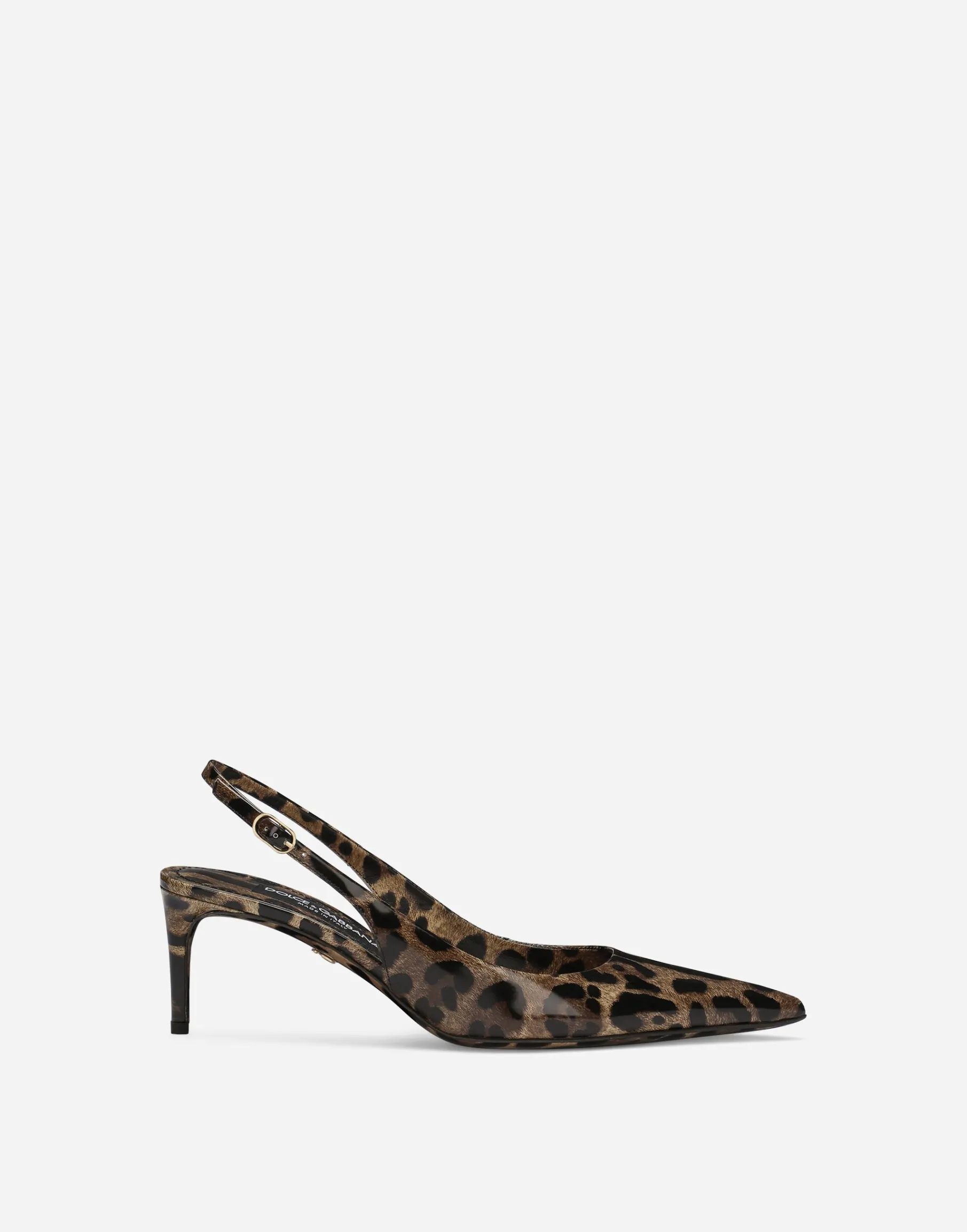 Printed polished calfskin slingbacks