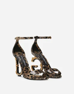 Printed polished calfskin Baroque DG sandals