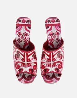 Printed polished calfskin clogs