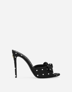 Printed satin mules