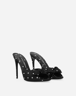 Printed satin mules