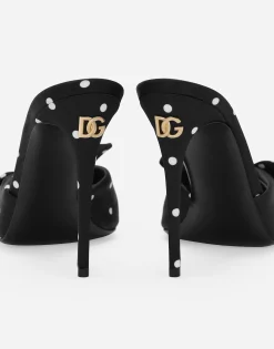 Printed satin mules