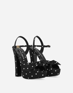 Printed satin platform sandals