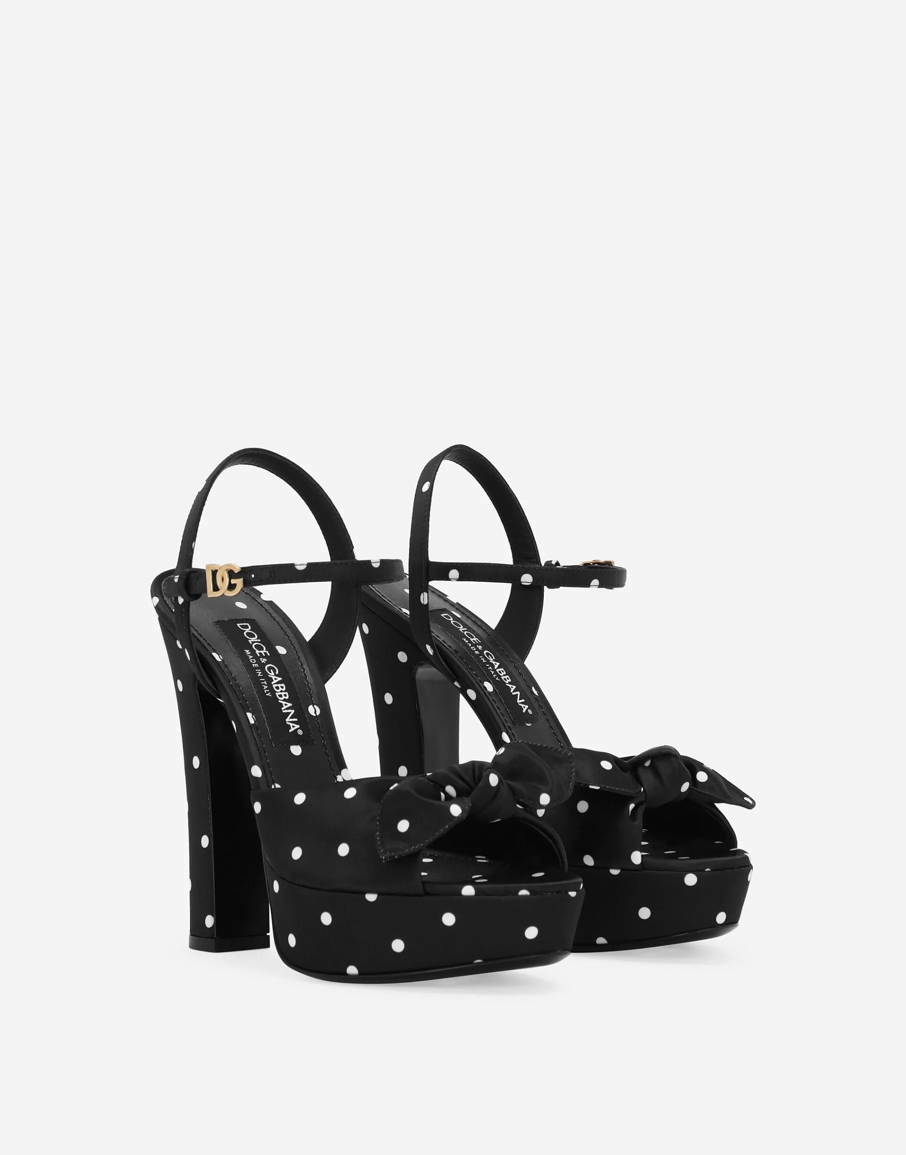 Printed satin platform sandals