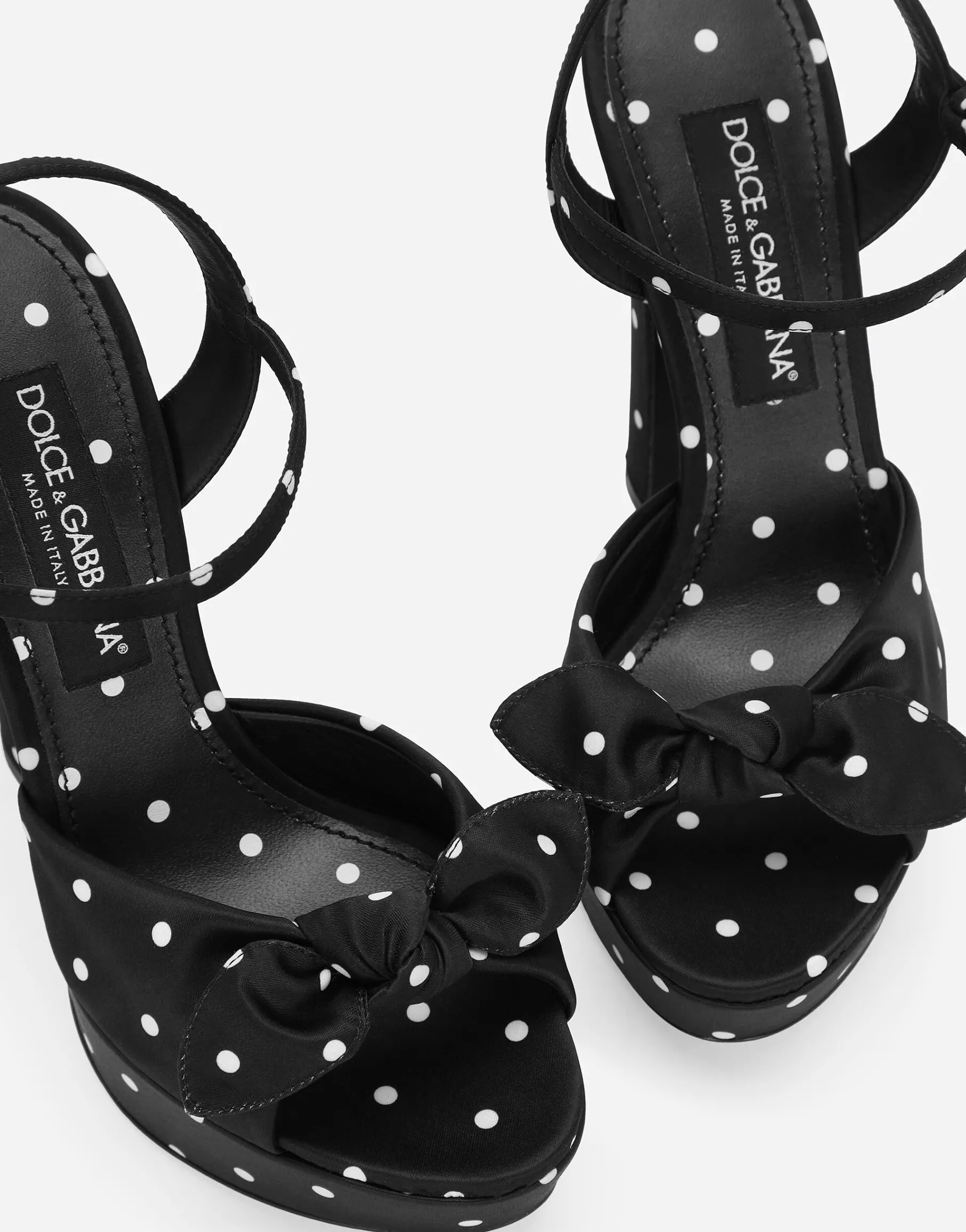 Printed satin platform sandals
