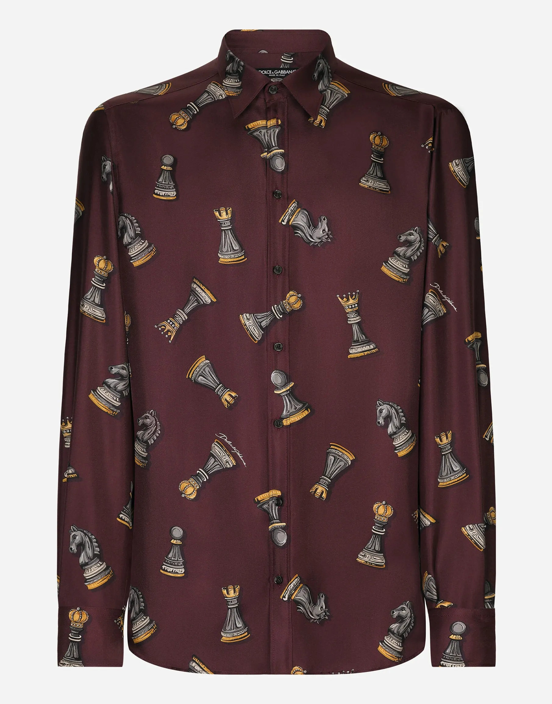Printed silk Martini-fit shirt