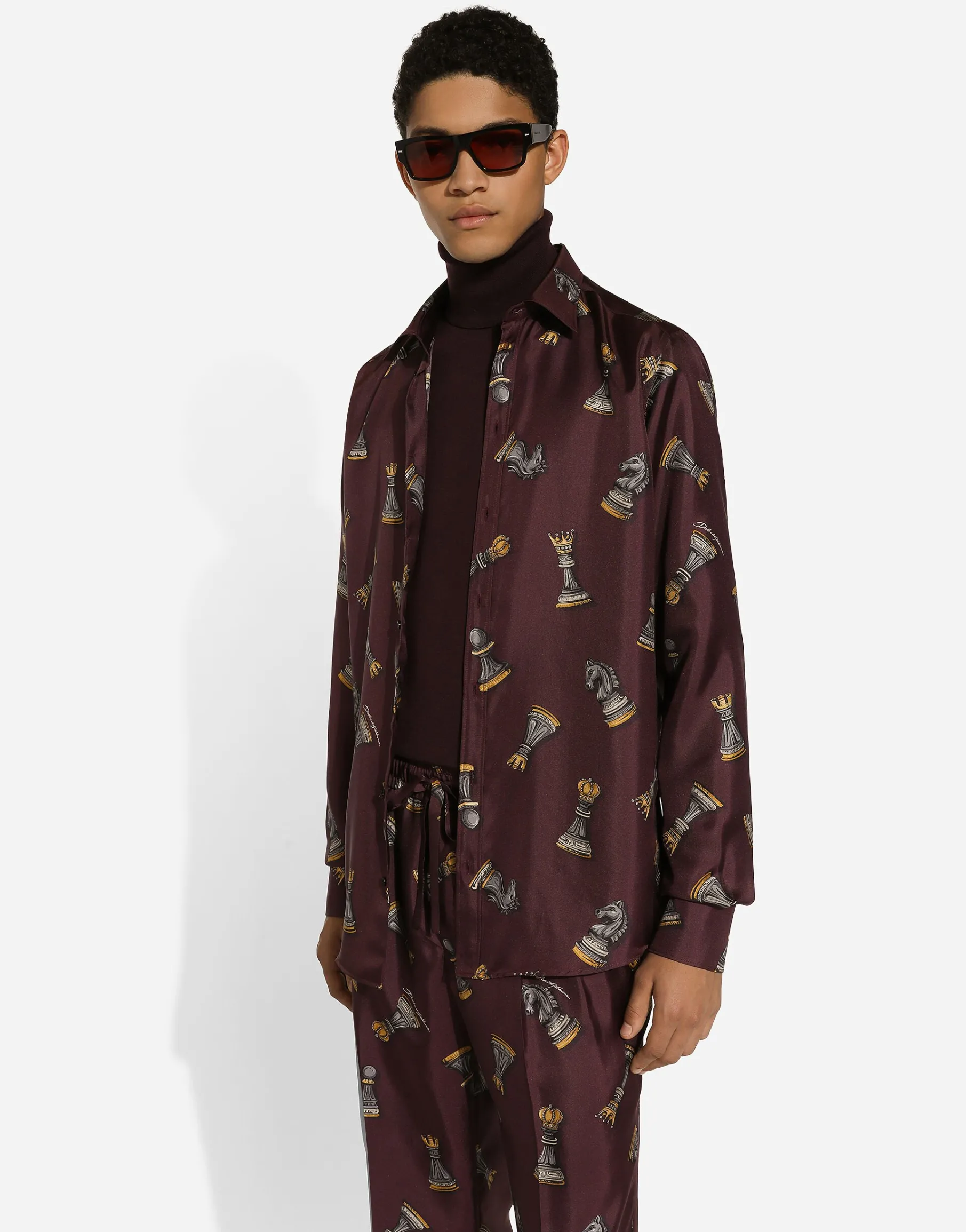Printed silk Martini-fit shirt